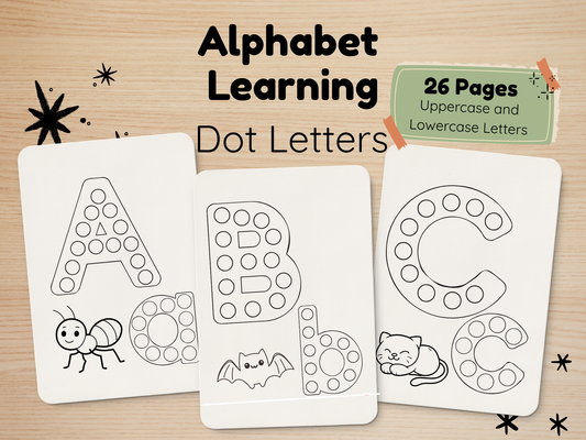 Alphabet Learning Dot Letters Preschool Alphabet Worksheets | Letter Recognition & Tracing | Printable A–Z Learning Pack | Ages 3–5