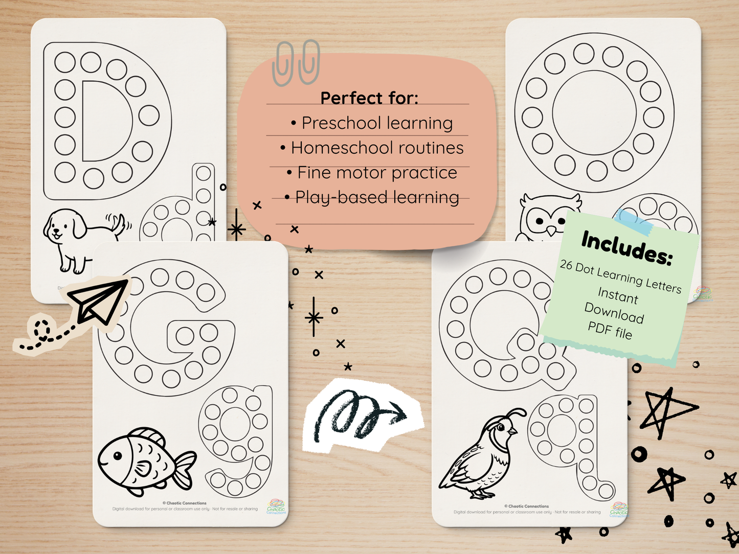 Alphabet Learning Dot Letters Preschool Alphabet Worksheets | Letter Recognition & Tracing | Printable A–Z Learning Pack | Ages 3–5